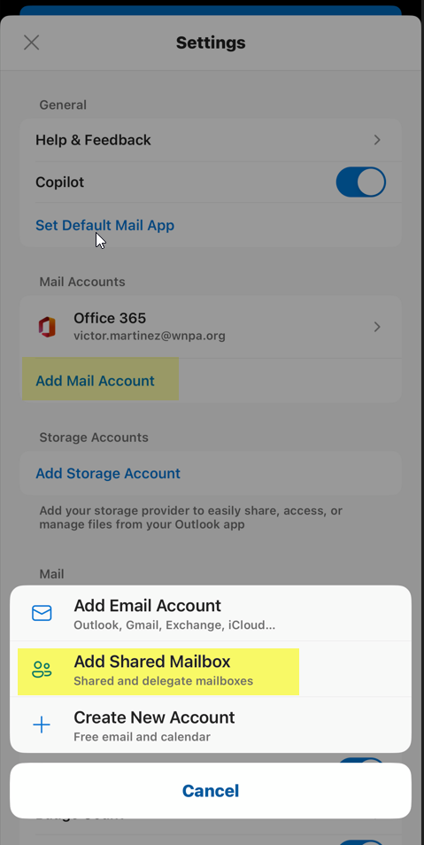 Open and use a shared mailbox in Outlook Web/Mobile – Western National ...